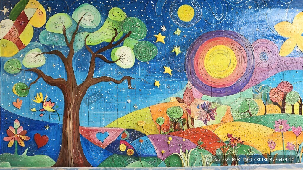夜幕下的奇幻森林