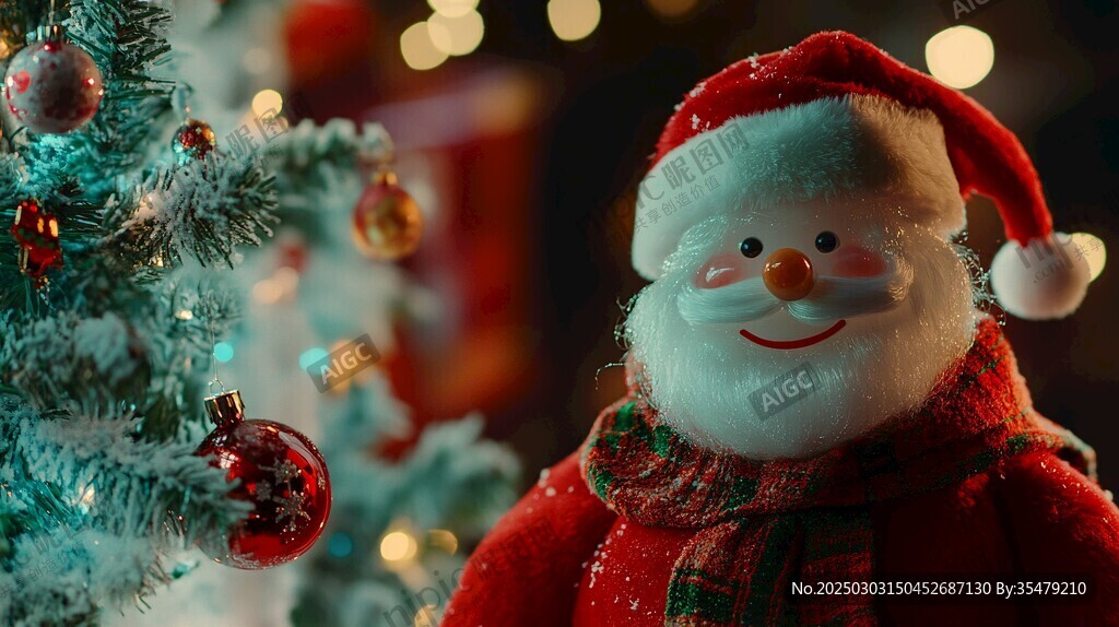 圣誕快樂 雪人和圣誕樹的歡樂時光