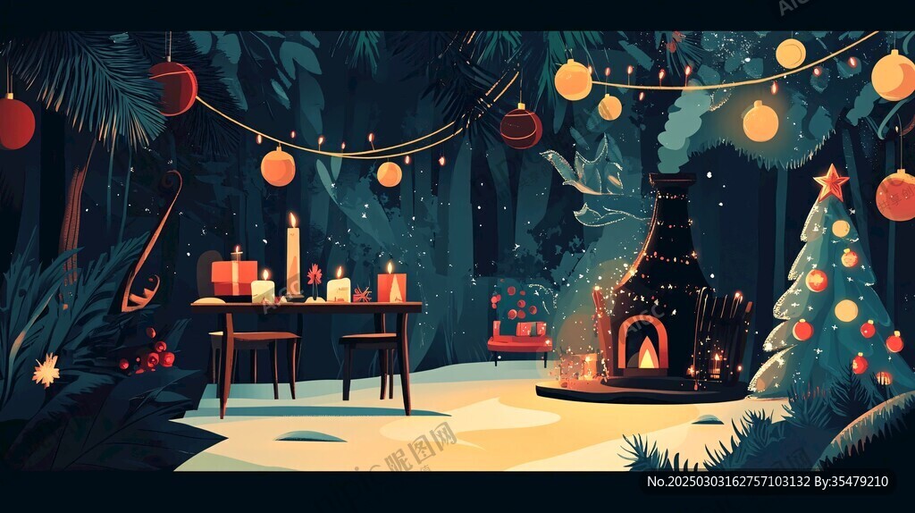 圣誕夜的溫馨森林小屋