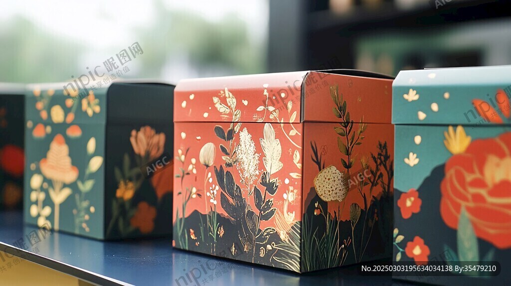 彩色花卉圖案盒子