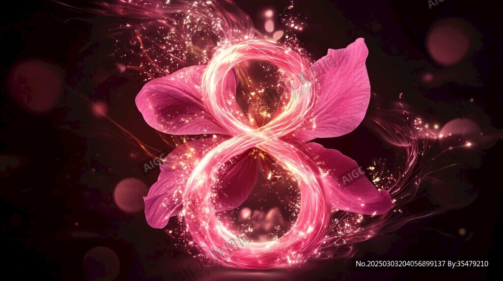 神秘粉紅數(shù)字8 花瓣旋渦 魔法能量 數(shù)字藝術(shù) 抽象設(shè)計(jì) 粉色幻想 數(shù)字8標(biāo)志 花卉圖案 創(chuàng)意圖形 數(shù)
