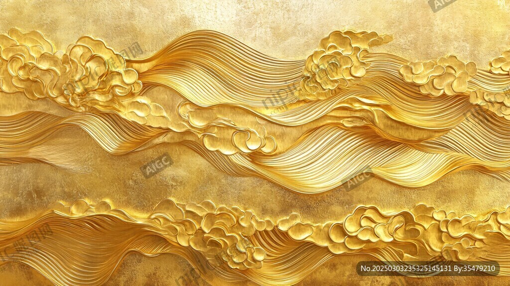 金色波浪浮雕藝術