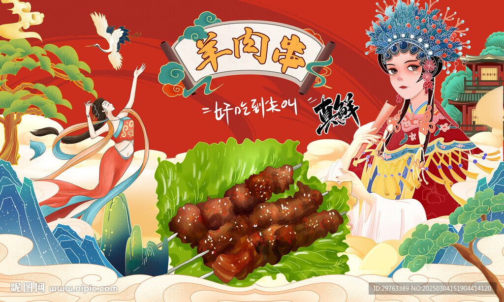 羊肉串背景墻