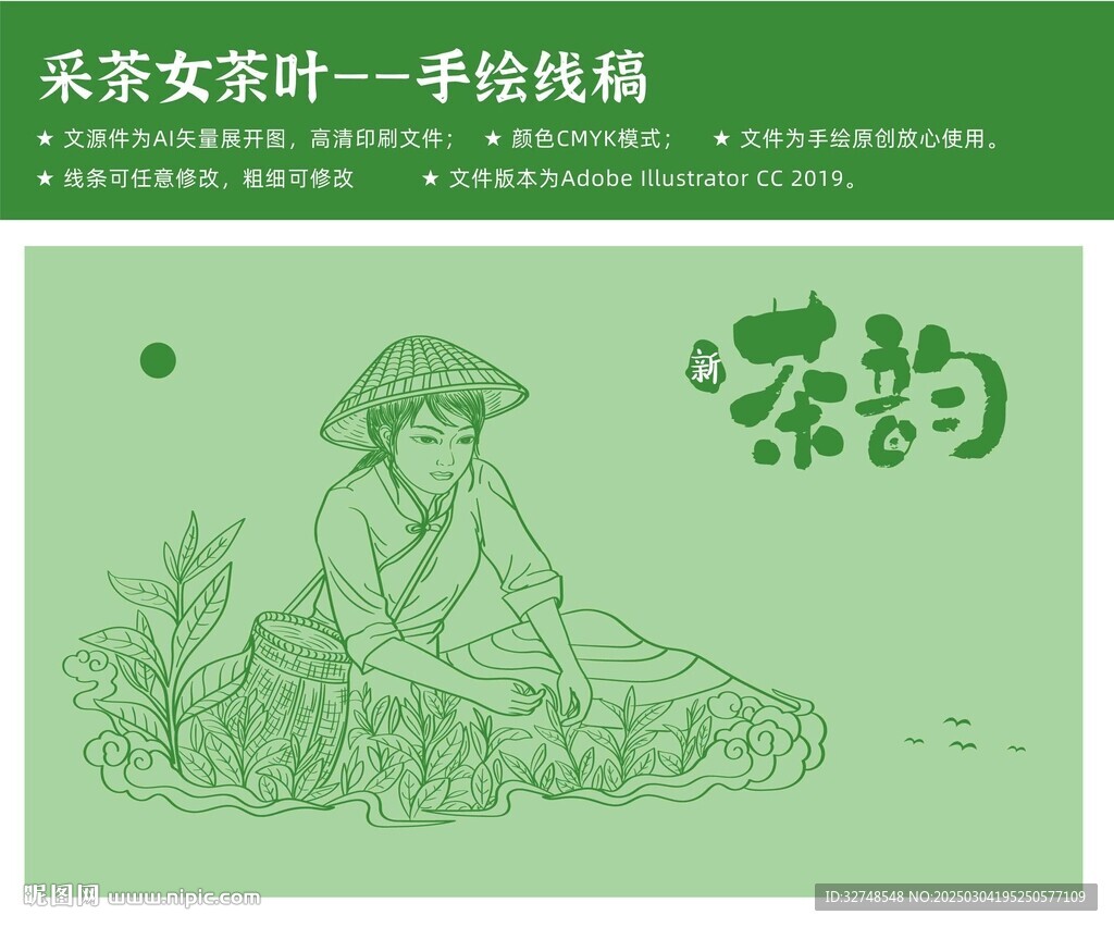 綠茶采摘茶葉包裝采茶的女人
