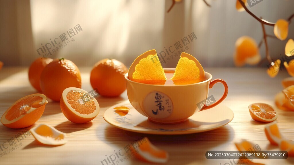 橙香茶韻 木桌上的靜謐時刻