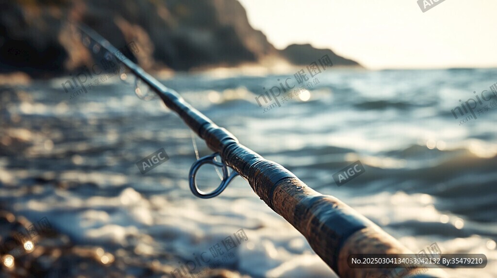 海岸釣魚的寧靜時刻