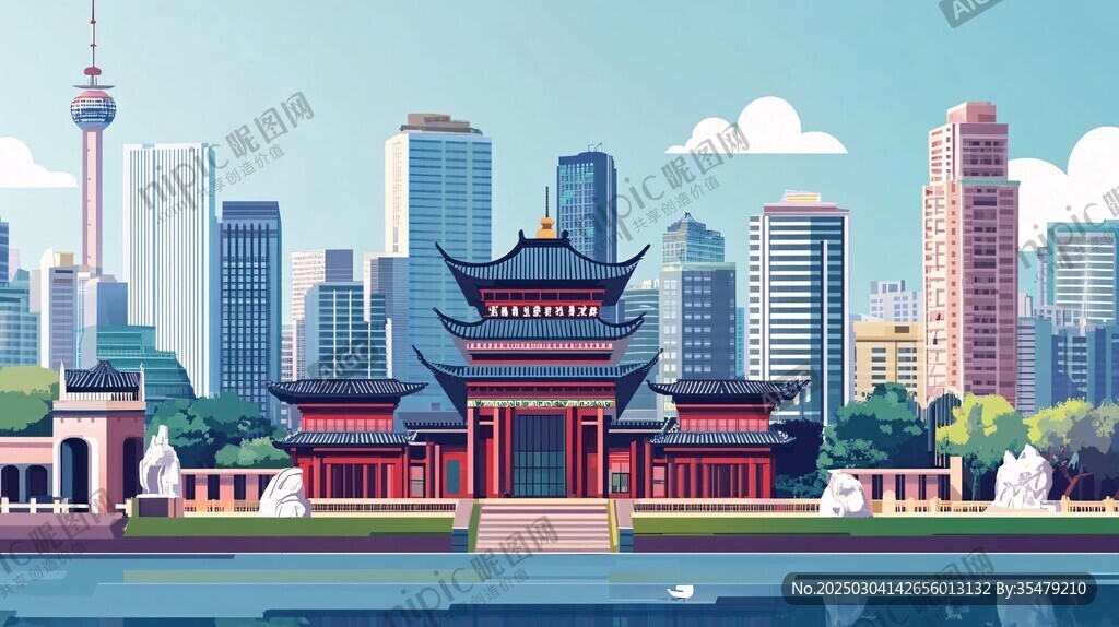城市風光插畫