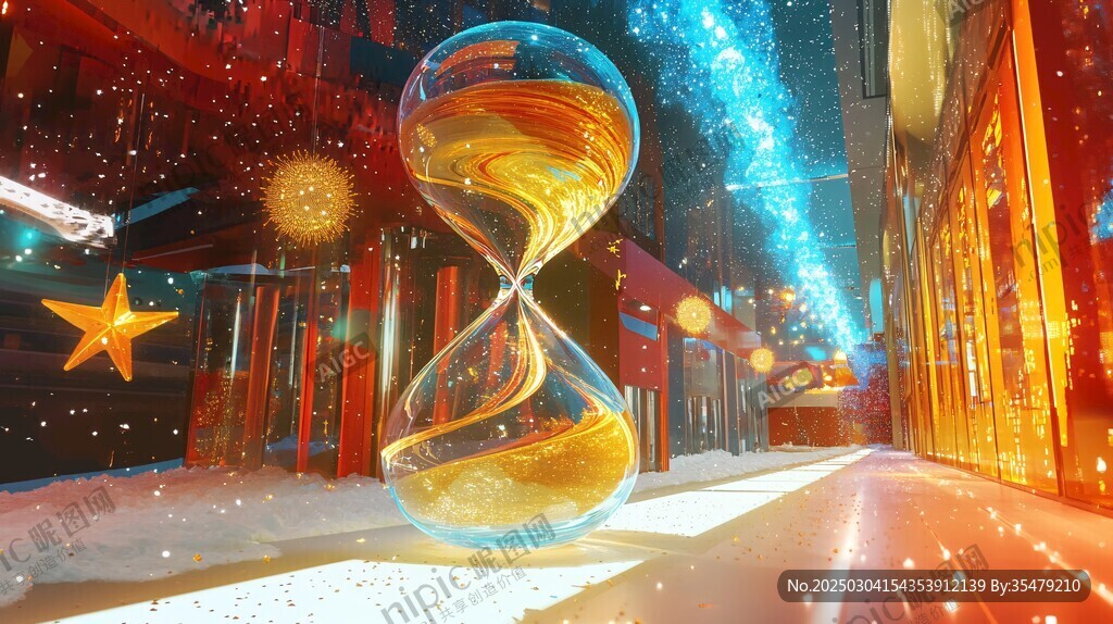 時光隧道中的金色沙漏