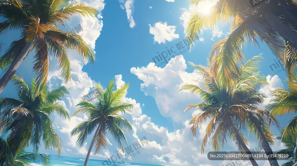 棕櫚樹下的海灘天堂