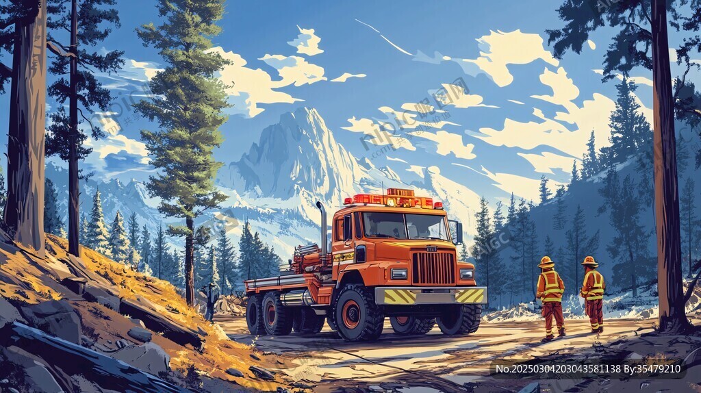 森林中的消防車
