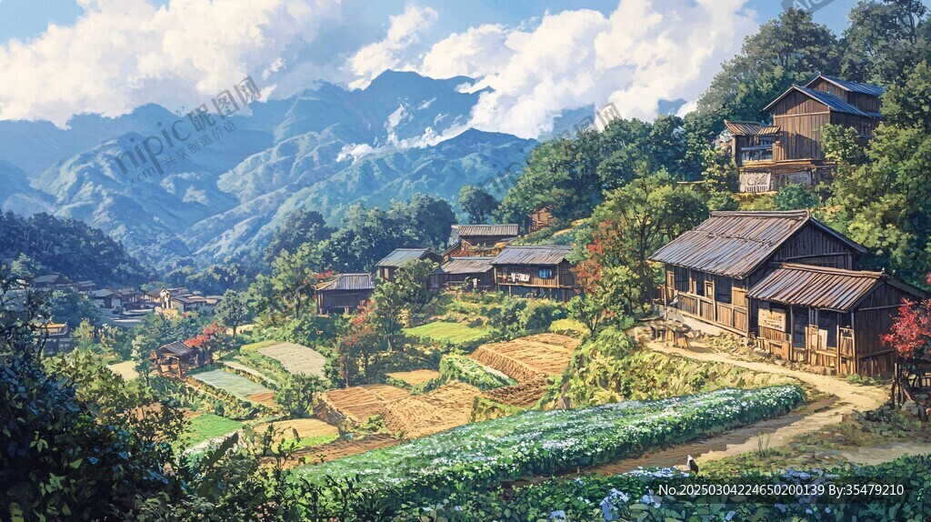 山村風景畫