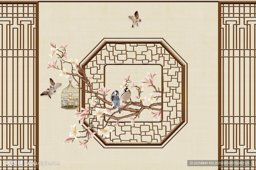 國(guó)潮屏風(fēng)插畫(huà)