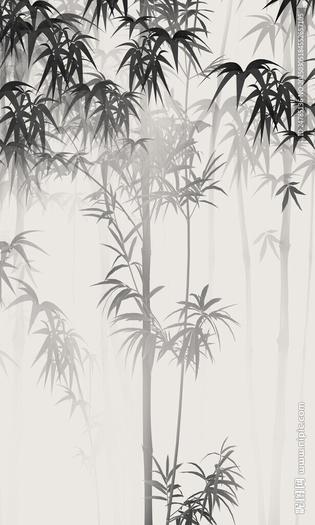 豎幅水墨竹子