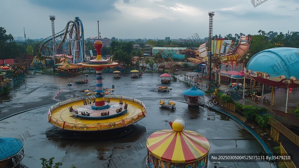 雨中的游樂園