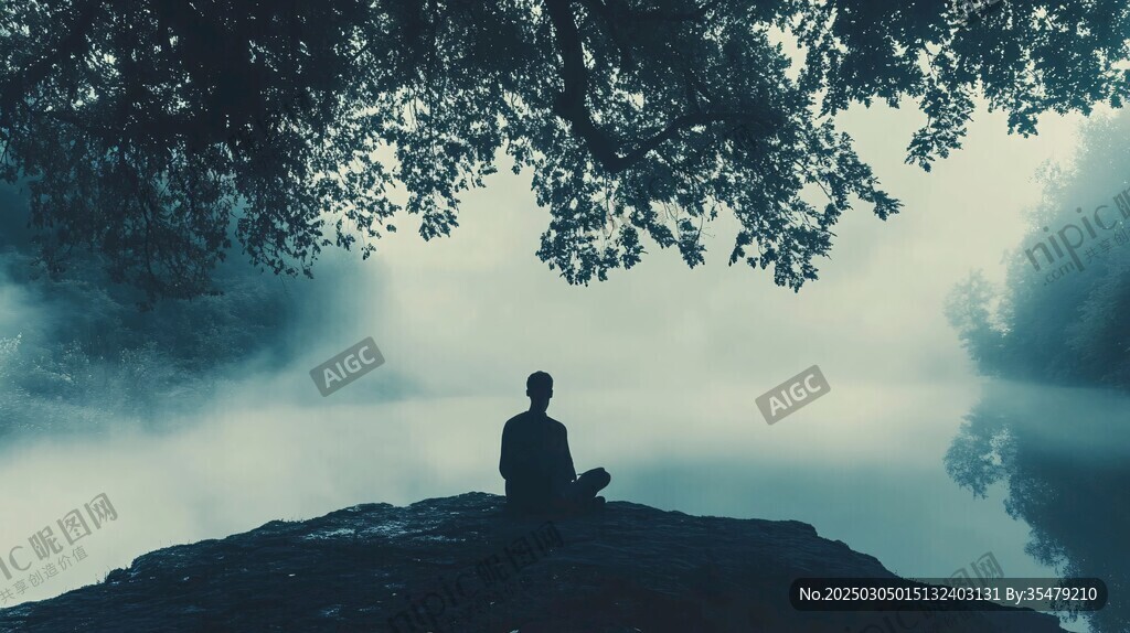 晨霧中的冥想者