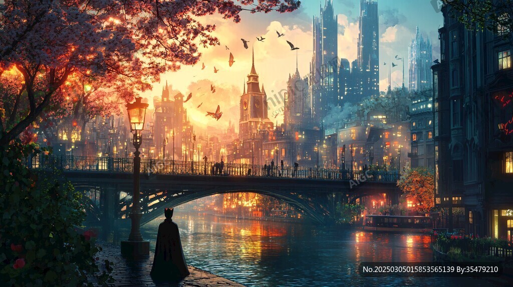 黃昏時分的城市風景