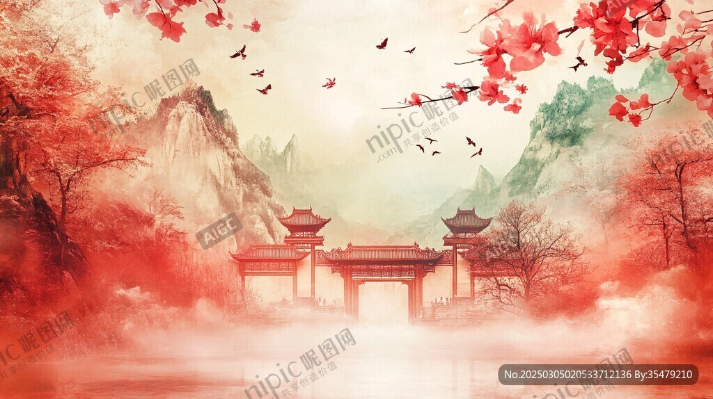 山水紅韻
