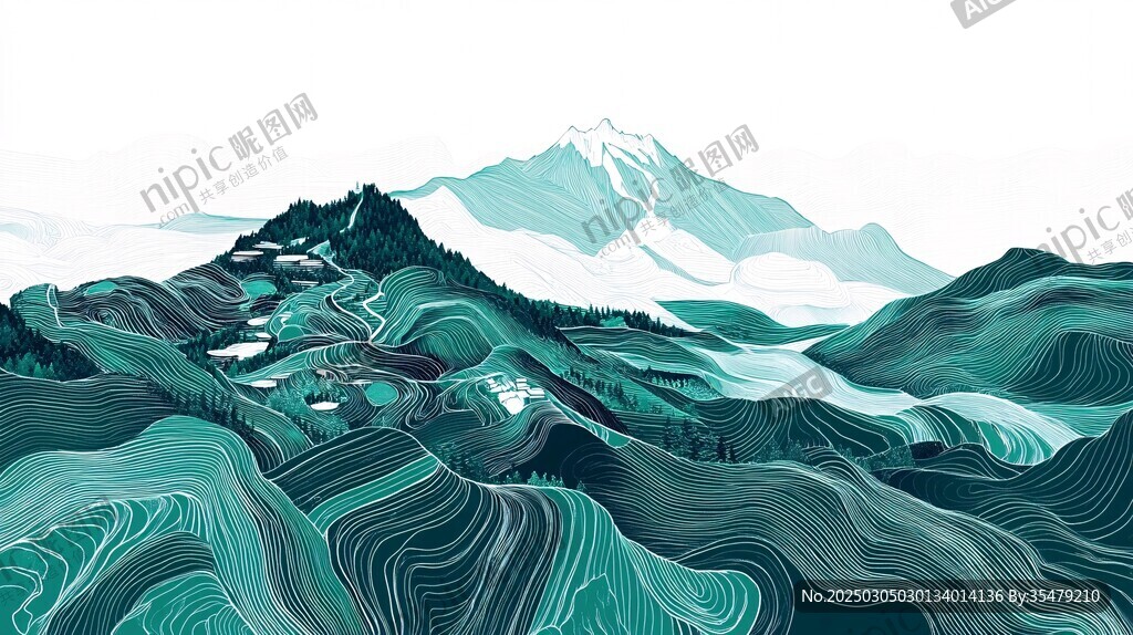 綠色山水畫