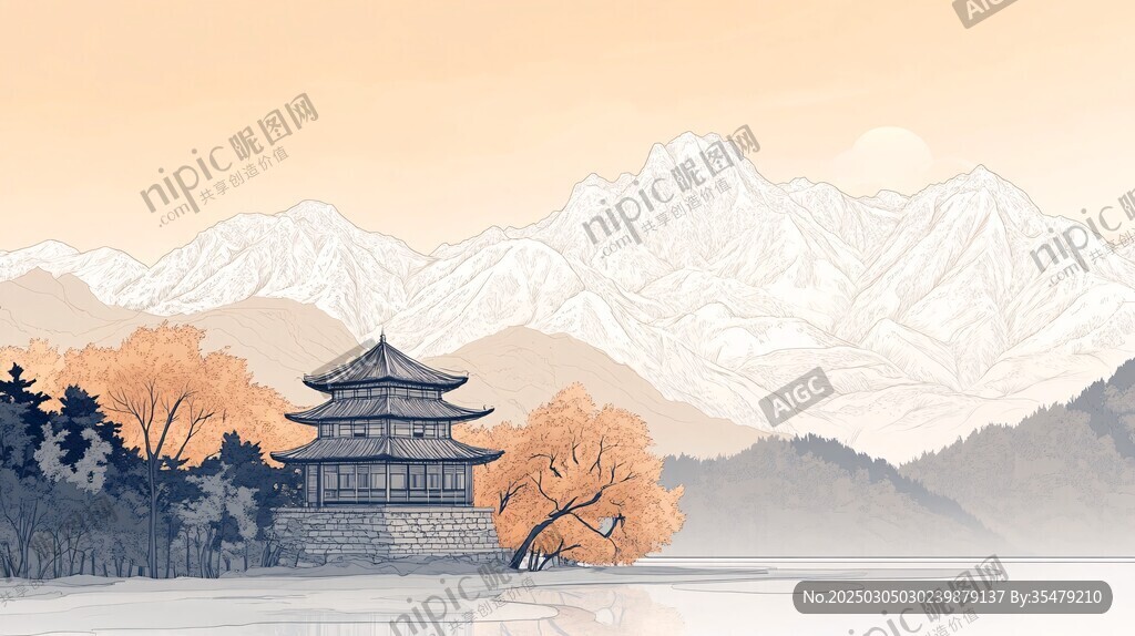 秋日山水畫