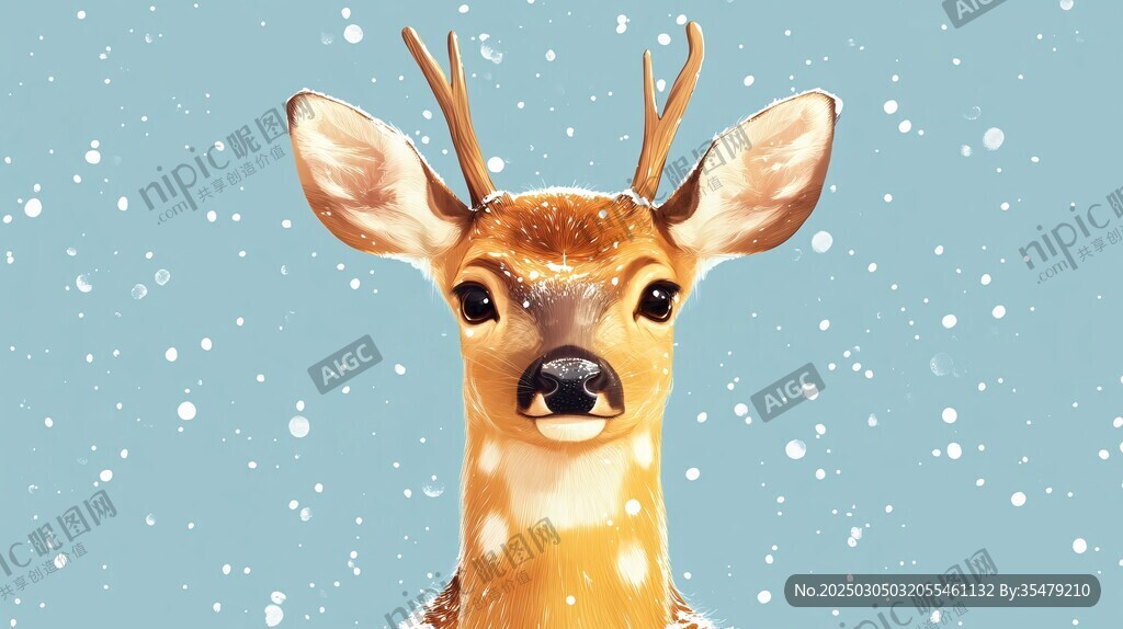 雪地里的鹿