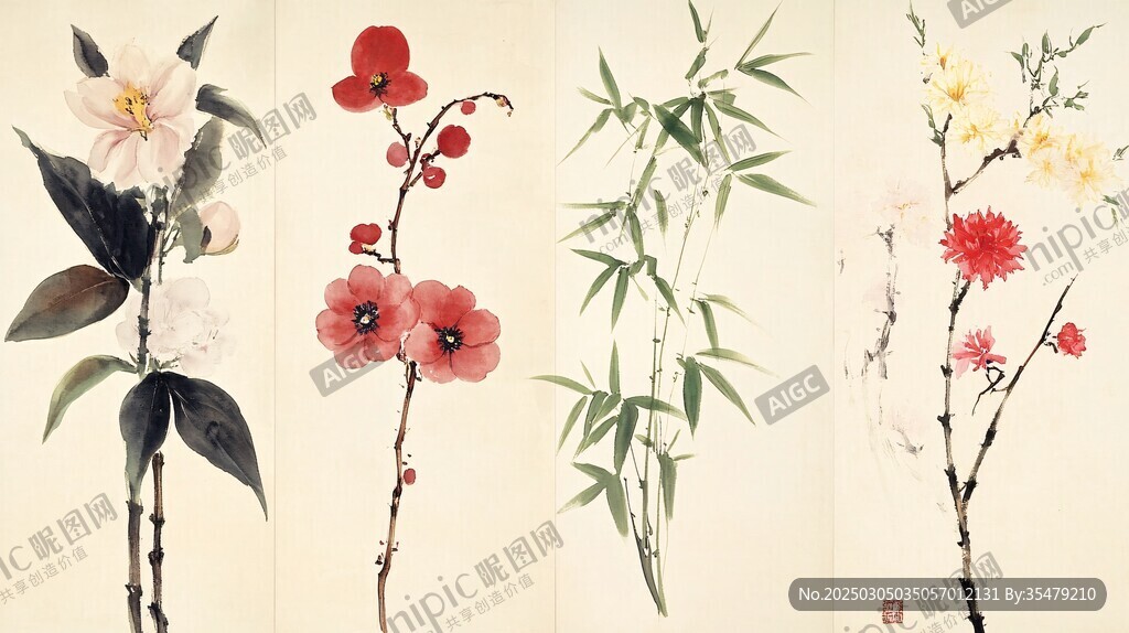 花卉四季圖