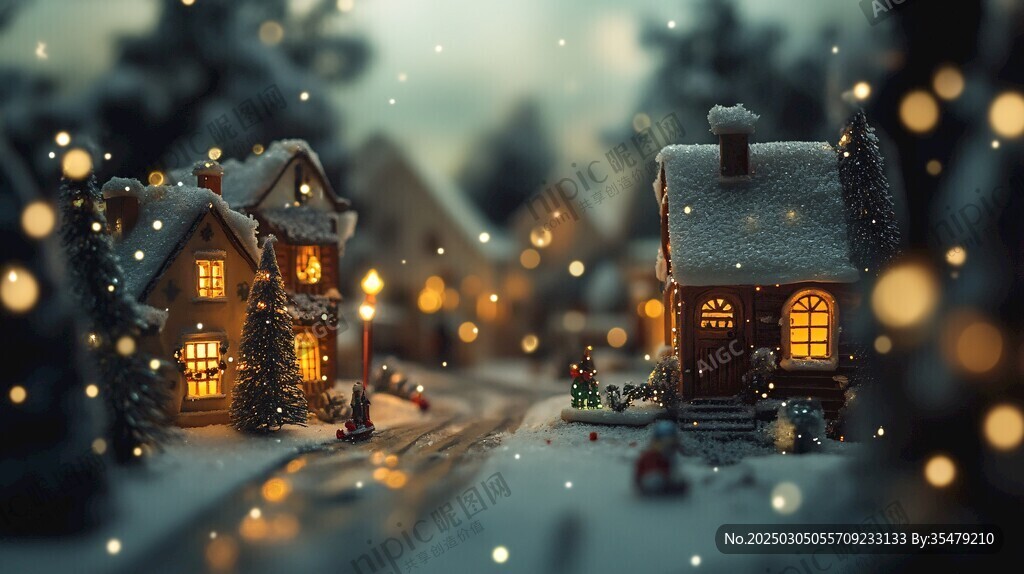 雪夜下的溫馨小鎮(zhèn)
