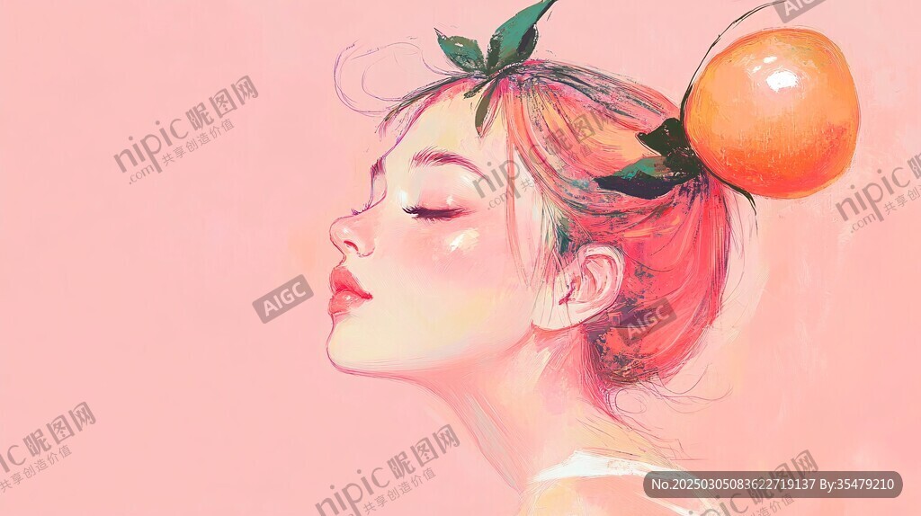 橙色頭發(fā)的女孩插畫