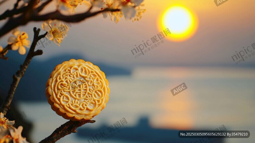 落日下的月餅與梅花