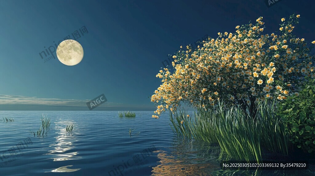 月光下的花海