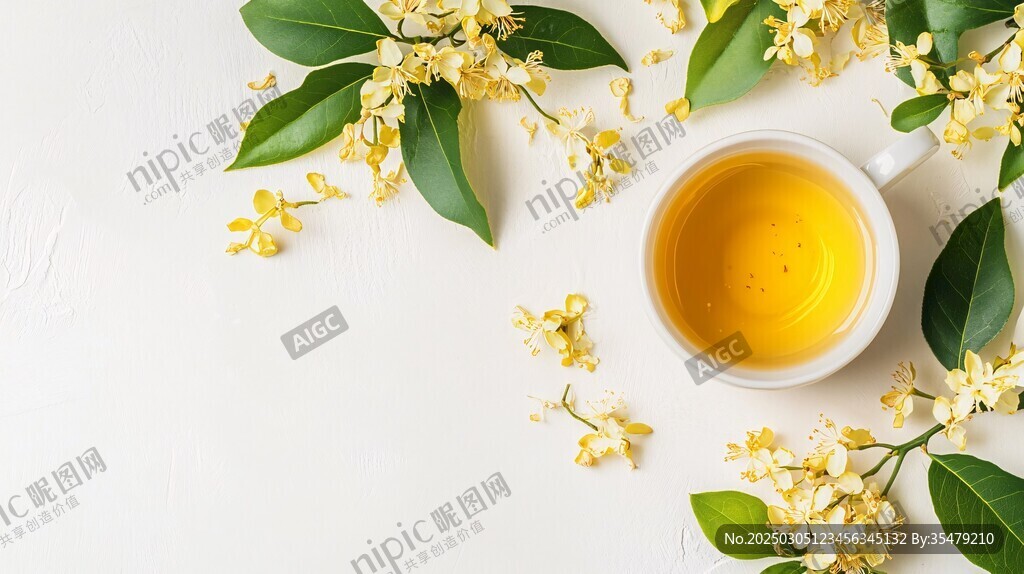 金黃茶香 白色背景下的自然之美