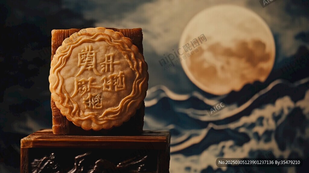 滿月下的傳統(tǒng)月餅