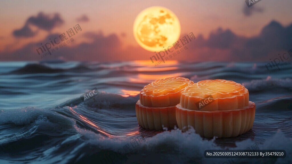 海浪中的月餅