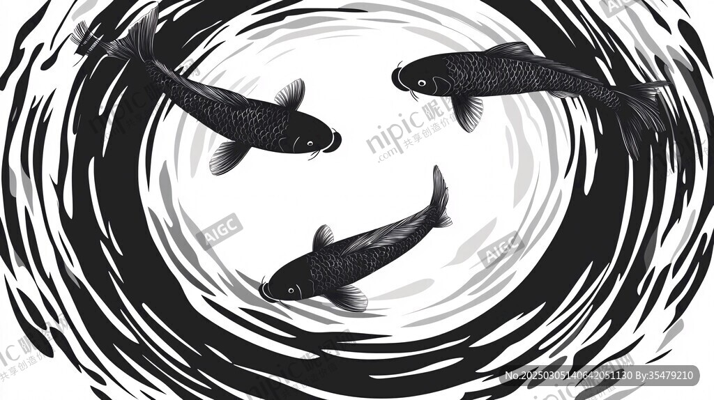 黑白鯉魚(yú)圖案