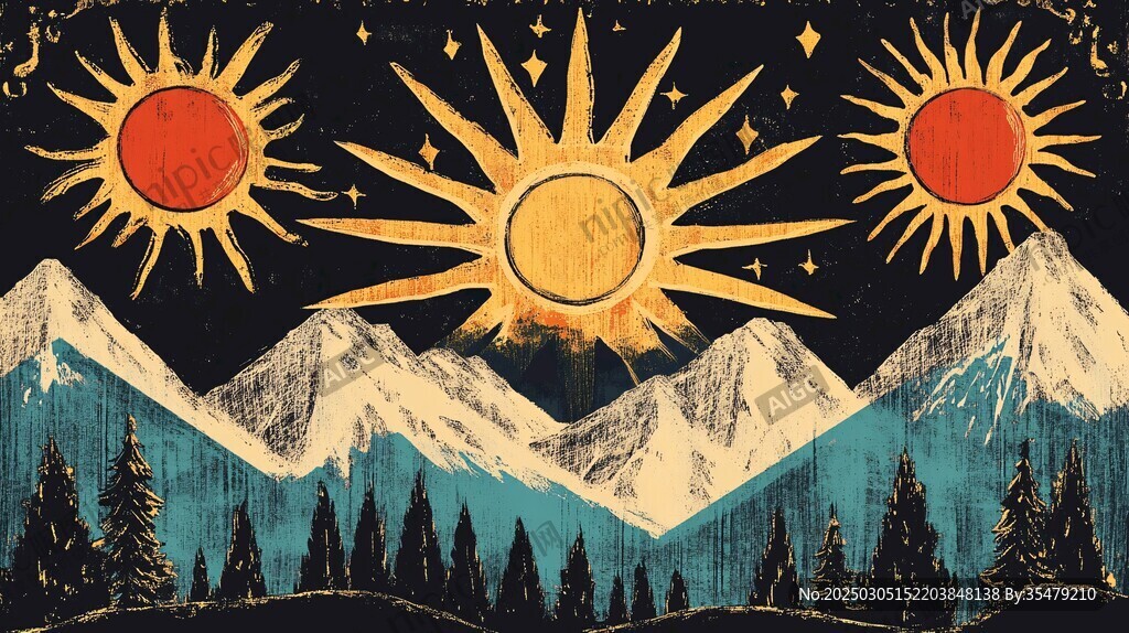 夜幕下的山脈與天體
