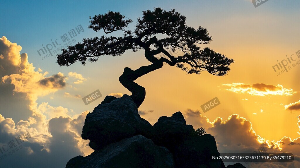 孤獨之樹 金色天空下的堅韌象征