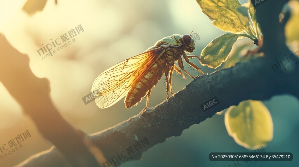 金蟬在晨曦中的靜謐之美