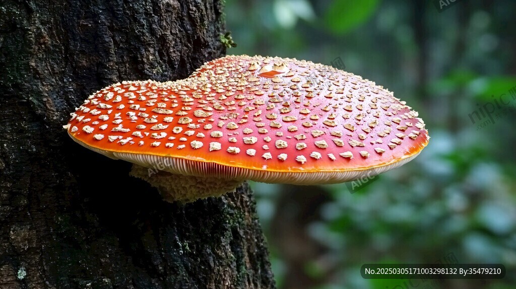 神秘蘑菇映襯森林背景