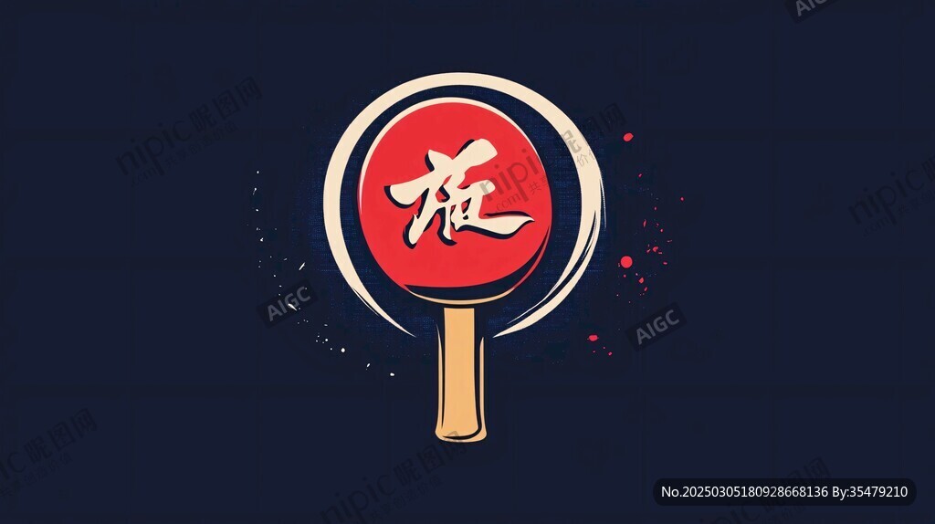 旋轉的乒乓球拍與中國漢字