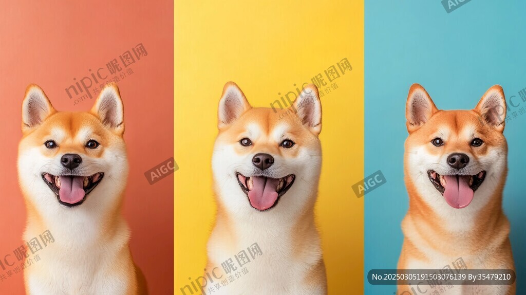 笑臉柴犬 色彩背景