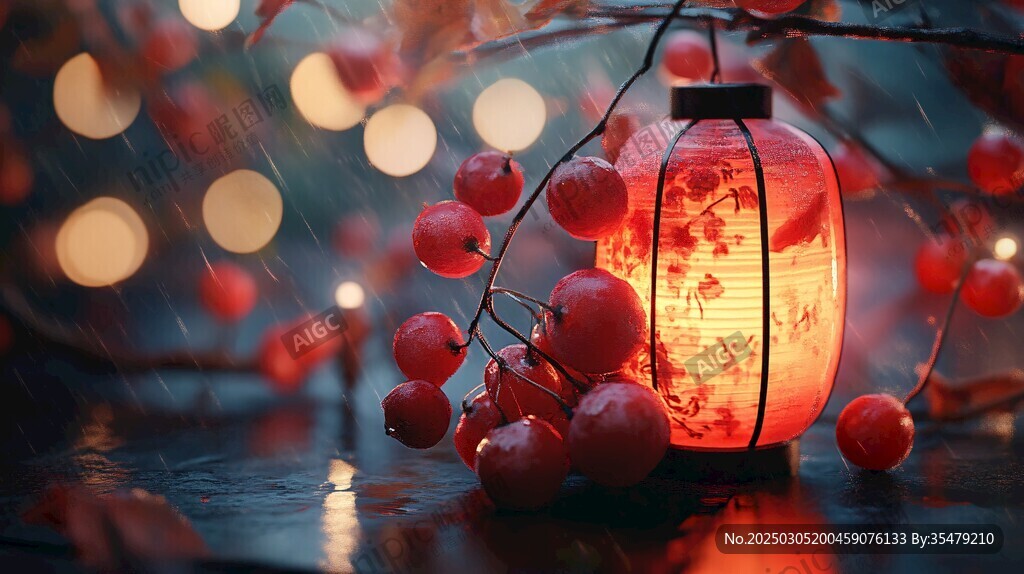 雨中紅燈籠