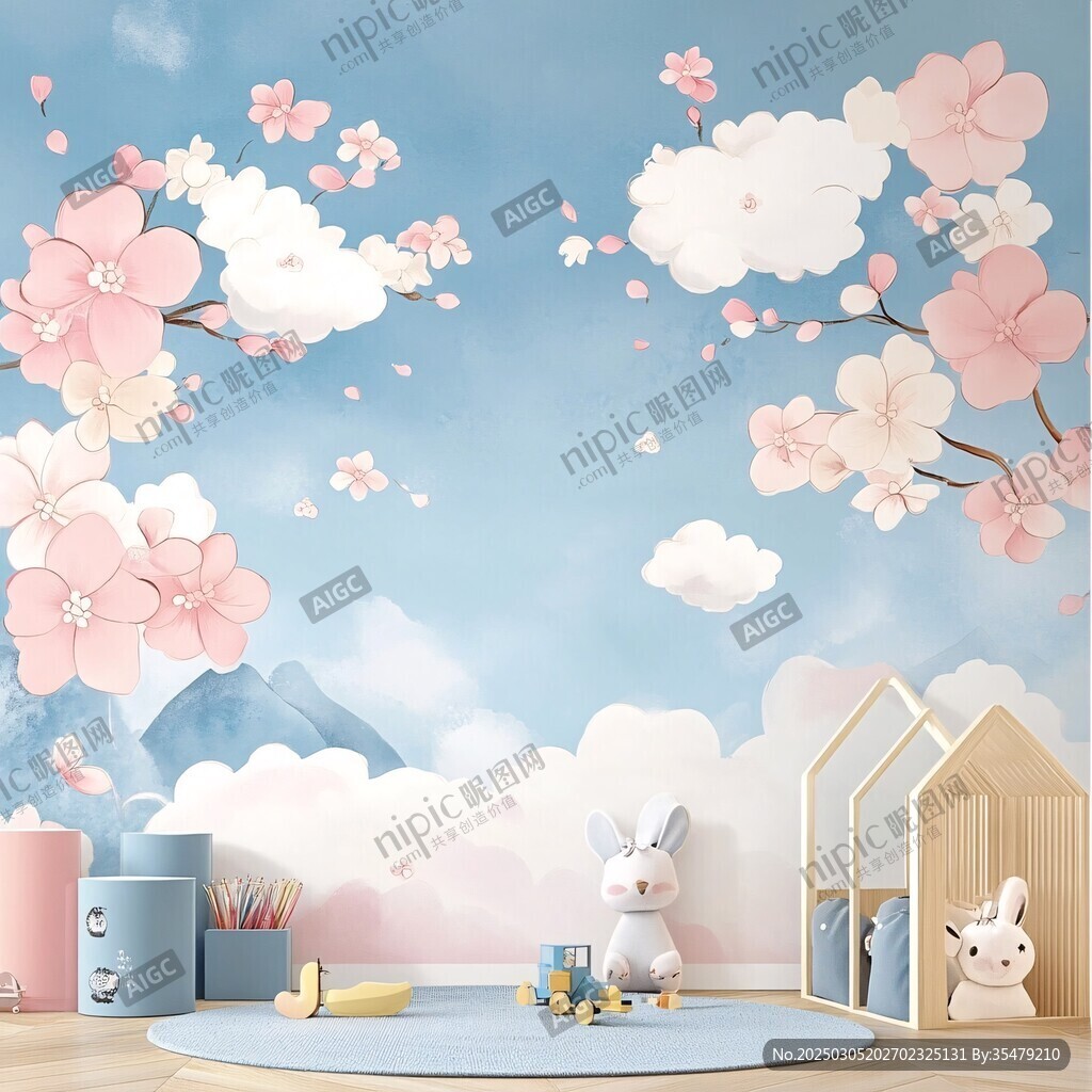 櫻花云朵的夢幻天空