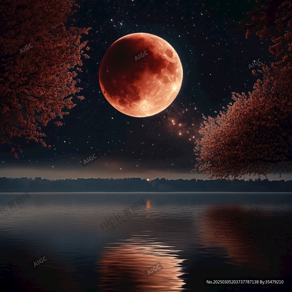 夜幕下的血月