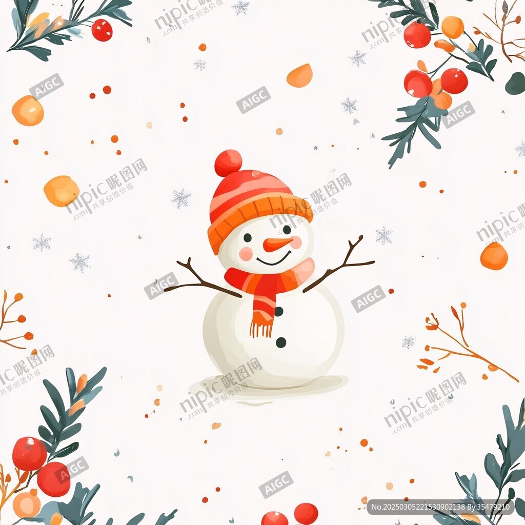 雪人與冬日漿果