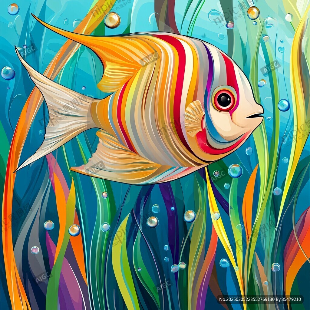 彩虹魚在海洋中游動(dòng)