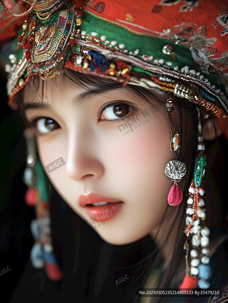 彩色頭巾的女孩