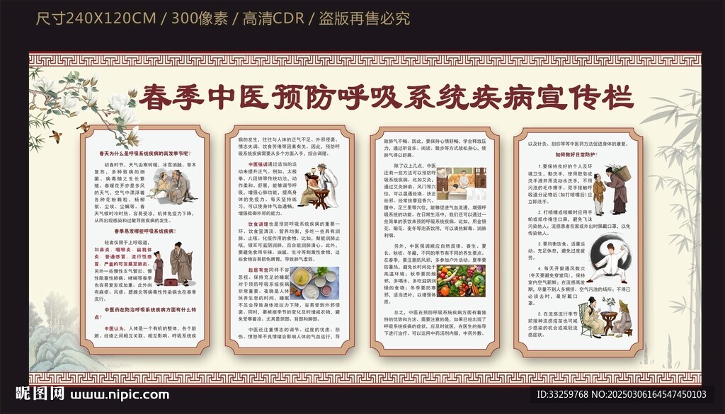 春季中醫(yī)預(yù)防呼吸系統(tǒng)疾病宣傳欄
