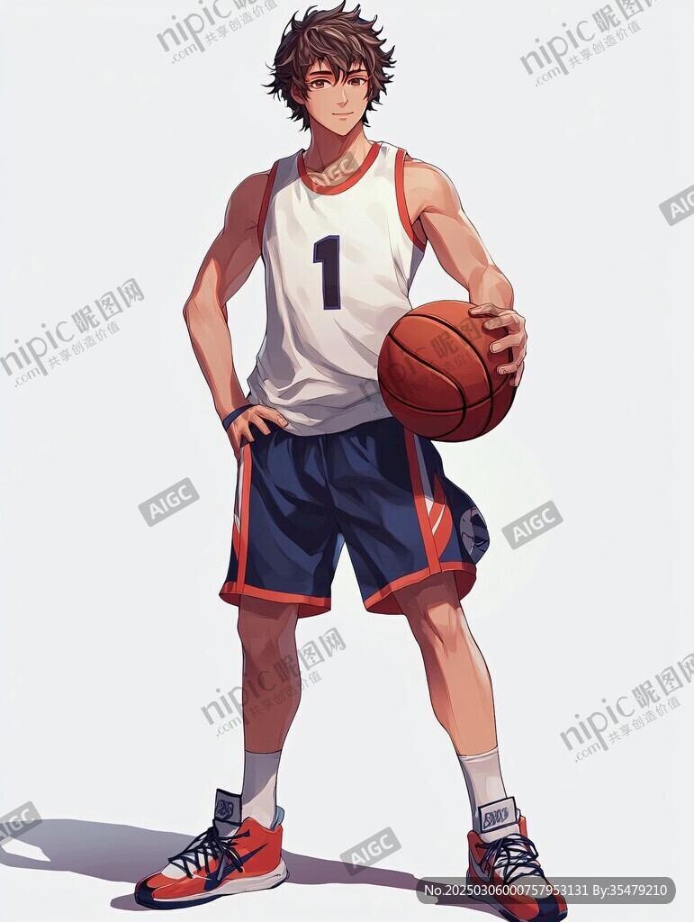 動漫風格的籃球運動員插畫