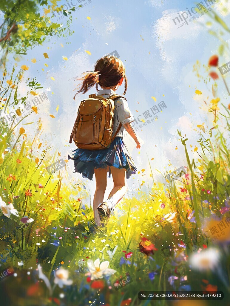 夏日漫步小女孩 夏日漫步小女孩