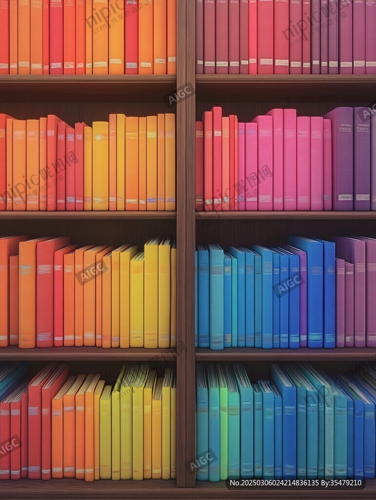 五彩斑斕的書架