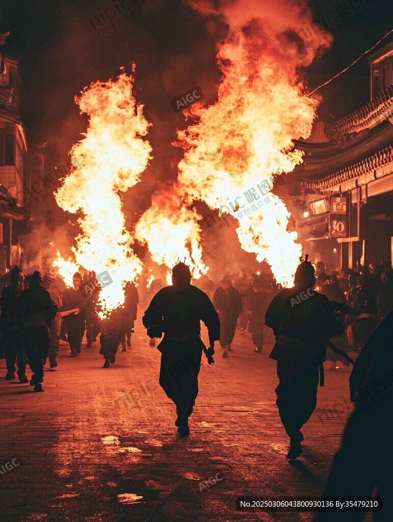 夜幕下的火焰盛宴